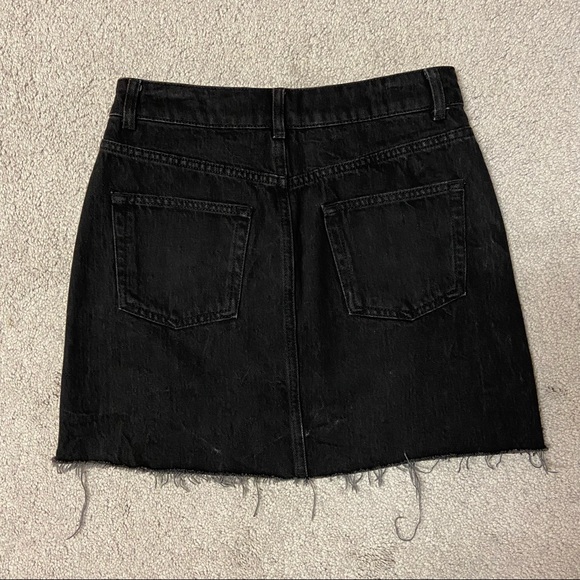 TOPSHOP Moto Leopard Stripe Black Denim Skirt Women’s Size 6 - Picture 5 of 10